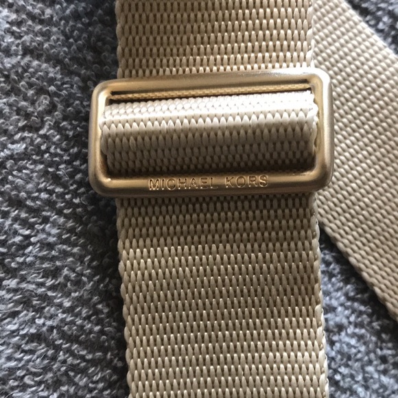 Michael Kors brown soft leather shoulder purse with canvas strap - Picture 10 of 16